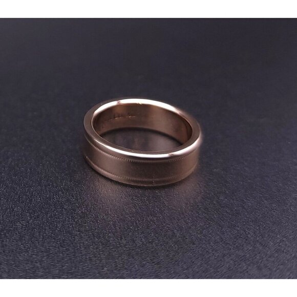Tiffany & Co 18kt Rose Gold Together Double Milgrain 6mm Wedding Band Size 6.5 - Picture 4 of 15